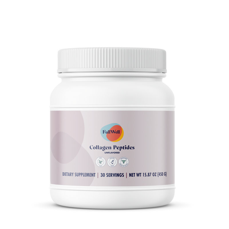A container of FullWell unflavored collagen peptides