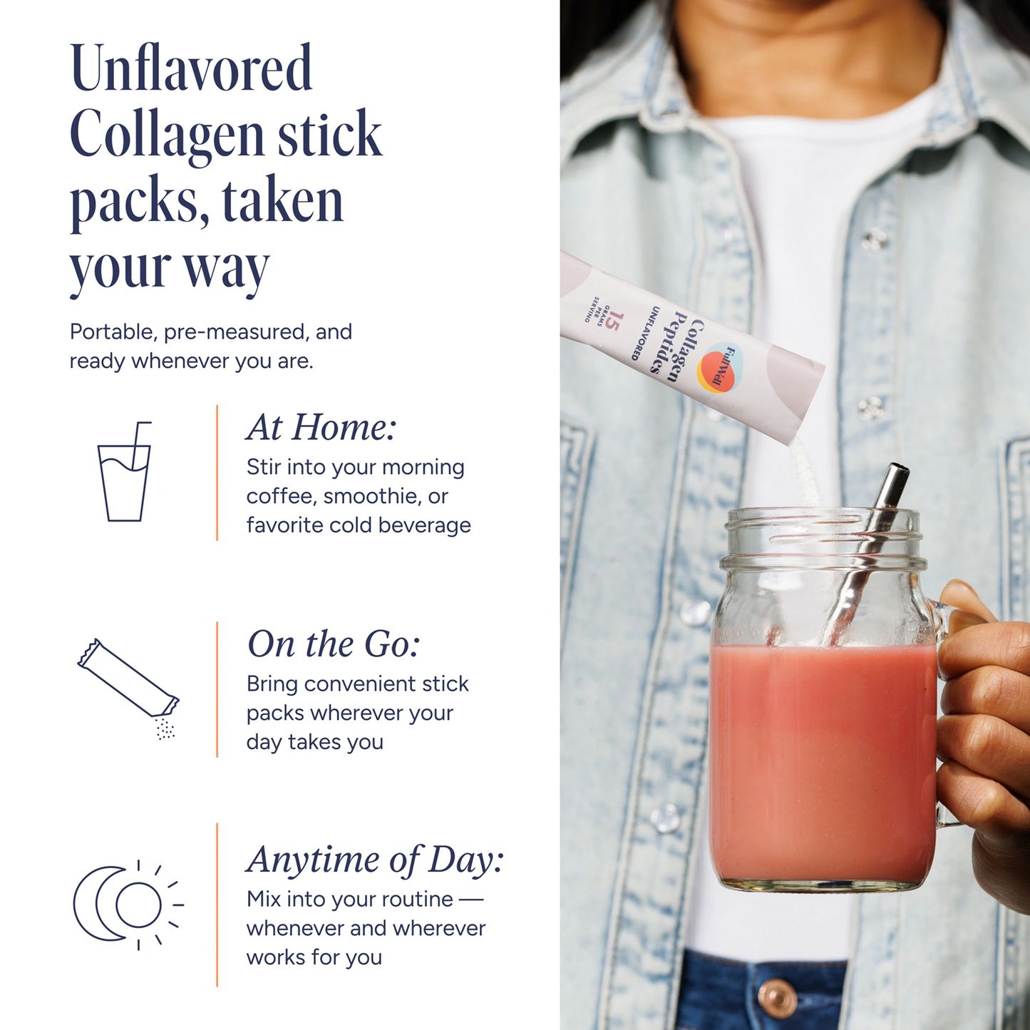 Unflavored Collagen Peptides Powder Stick Packs
