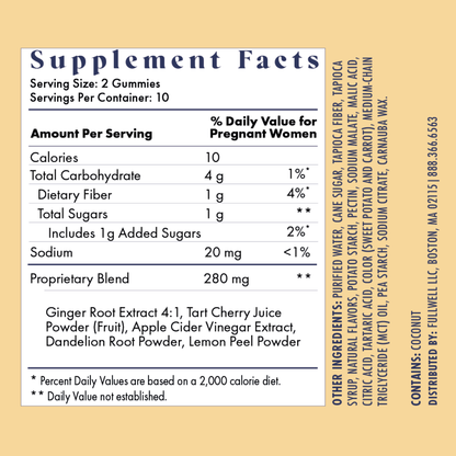 Product Label: Nausea gummies supplement facts and ingredients